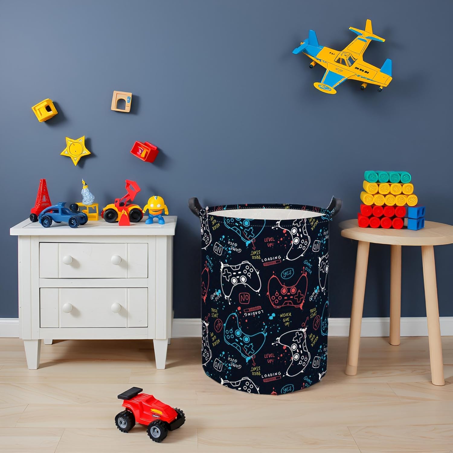 Game Laundry Basket Boys Kids Baby Laundry Hamper Dirty Clothes Organizer Toy Storage Bin Nursery Hamper for Bedroom Room Decor(Game) - Image 2