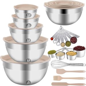 WEPSEN Mixing Bowls Set, 25PCS Khak...