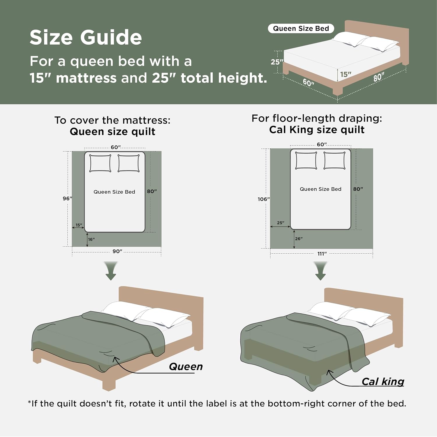 Bedsure Queen Comforter Set - 7 Pieces Floral Sage Green GentleSoft™ Bedding Sets, Queen Bed in a Bag with Botanical Flowers Winter Comforter, Sheets, Pillowcases & Shams - Image 7