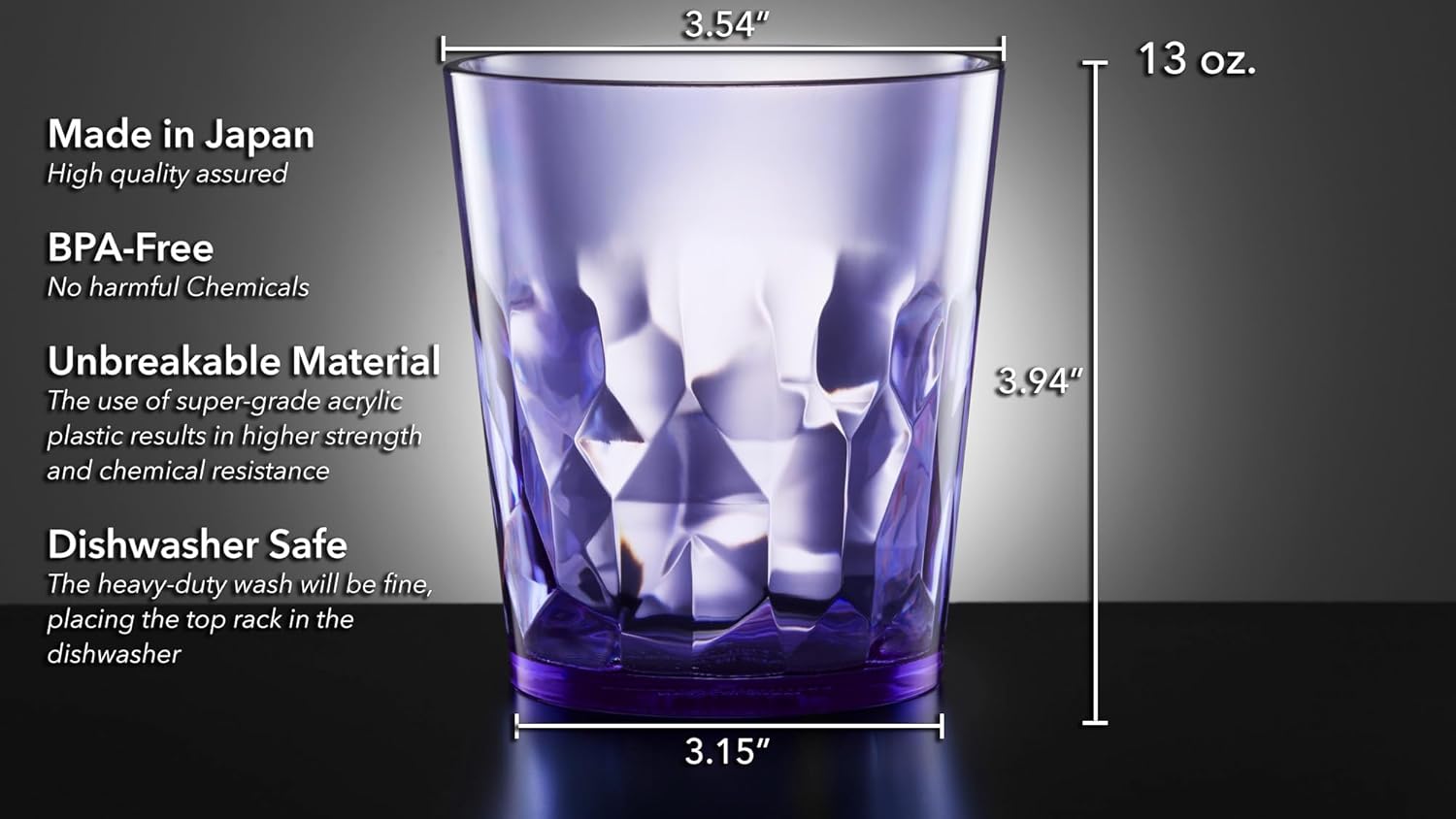 SCANDINOVIA - 13oz Unbreakable Premium Drinking Glasses Set of 6 - Made in Japan - Super Grade Acrylic Plastic - Perfect for Gifts - Dishwasher Safe - Cups Reusable Drinkware Tumblers Kids - Image 3