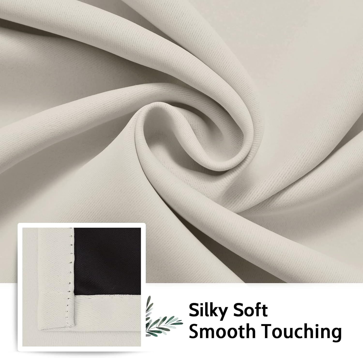 SimpleHome 100% Blackout Curtains for Bedroom,Thermal Insulated Grommet Window Drapes Room Darkening Cream Curtains for Living Room with Black Back,52 x 84 Inch,2 Panels - Image 7