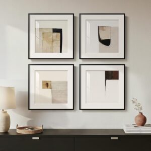 4 Piece Framed Neutral Abstract Wal...