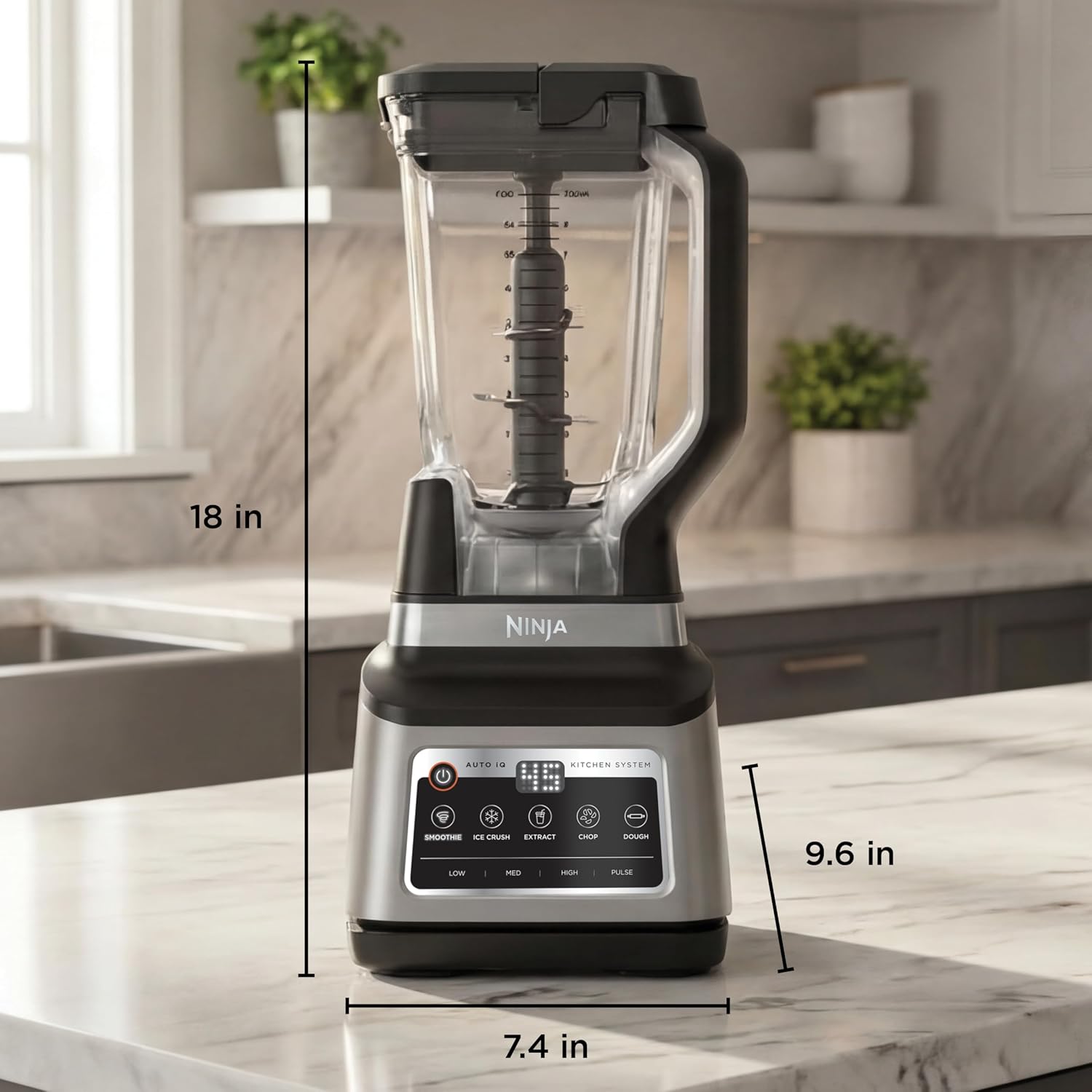 Ninja BN801 Professional Plus Kitchen System, 1400 WP, 5 Functions for Smoothies, Chopping, Dough & More with Auto IQ, 72-oz.* Blender Pitcher, 64-oz. Processor Bowl, (2) 24-oz. To-Go Cups, Grey - Image 8