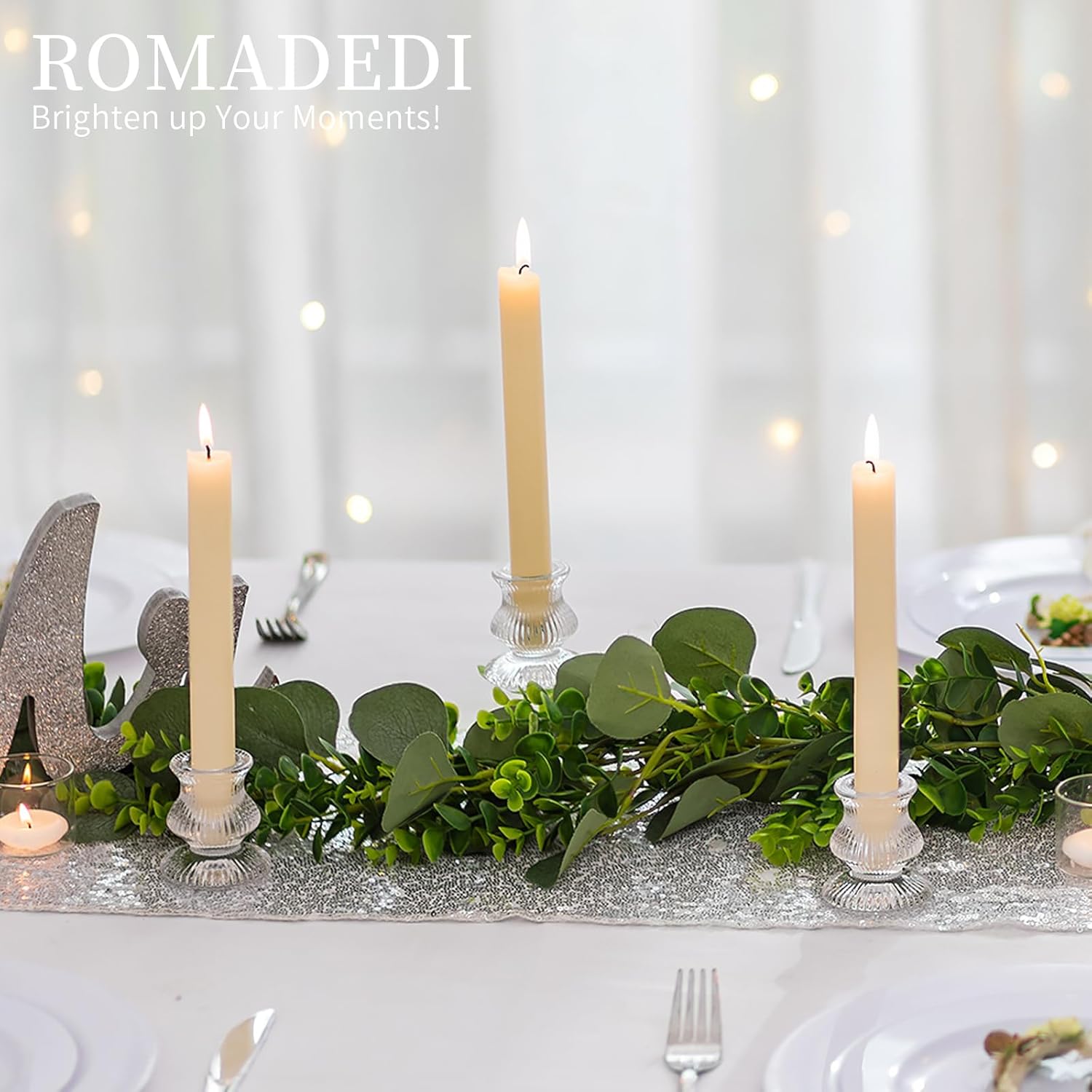 Romadedi Glass Candle Holder for Candlestick - 20 Pcs Clear Small Tapered Candle Holder Decor Bulk Wedding Table Centerpiece for Candle Sticks Christmas Party Living Room Dinner Advent - Image 4