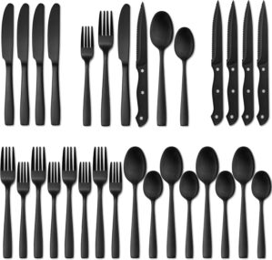 Hiware 24 Pieces Matte Black Silver...