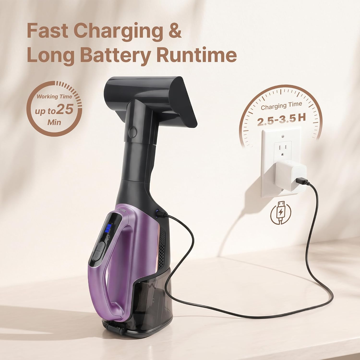 Shop-Vac S4 20V Handheld Vacuum Cordless with Brushless Motor, Motorized Pet Nozzle, Dual-Speed Powerful 15000 Pa Suction Portable Vacuum for Home & Pet Hair, Wall-Mounted, LED Light, Purple - Image 8