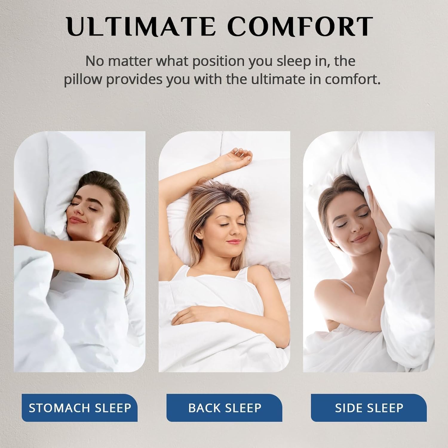 JOLLYVOGUE Firm Pillows Queen Size Set of 2, Supportive Bed Pillows with Oeko-Tex Certified Down Alternative Fill, Fluffy Hotel Quality for Back, Stomach and Side Sleepers - Image 7