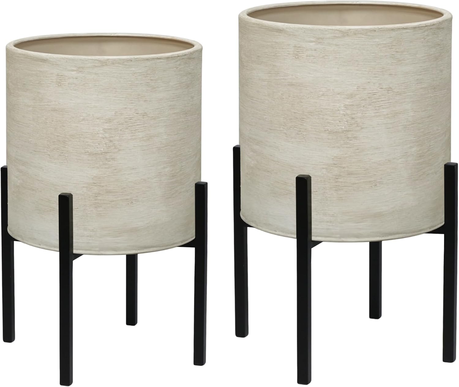 ARNIS Modern Plant Pots, Set of 2 Large Planters with Stand, Decorative Planters, Metal Pots with Drainage Holes for Living Room, Office, Garden or Balcony, 8.25 &10.5 Inch, Dirt - Image 8