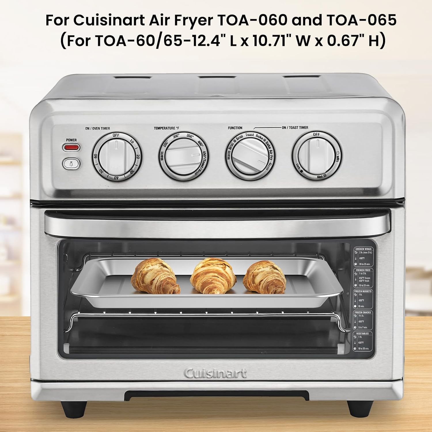 Baking Sheet Pan for Cuisinart Toaster Oven Tray,air fryer tray replacement | 12.4"x11"Stainless Steel for Cuisinart Air Fryer TOA-060/065/070,Toaster Oven Accessories,Cookie & Bread Baking Pan 2 PCS - Image 4