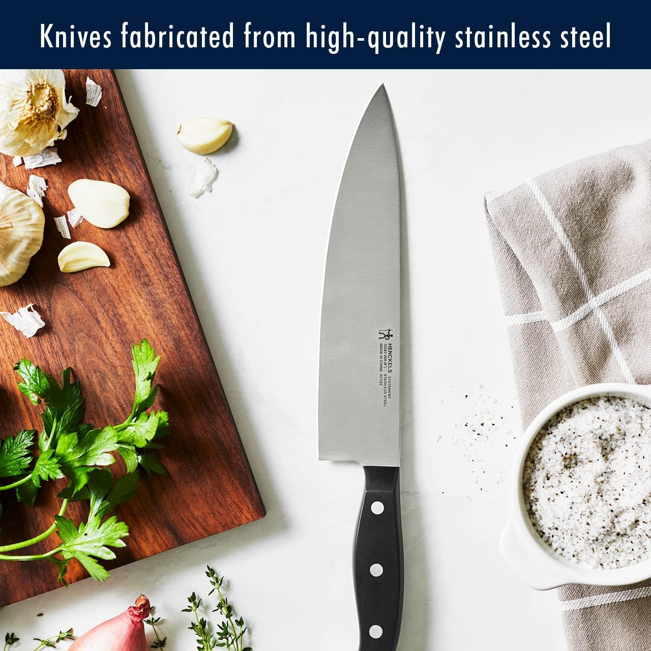 HENCKELS Statement Premium Quality 15-Piece Knife Block Set, Natural, Razor-Sharp, German Engineered Informed by 100+ Years of Mastery, Lightweight and Strong, Dishwasher Safe - Image 4