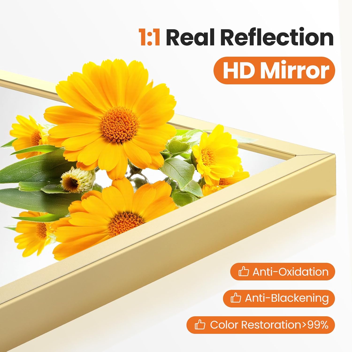 Sweetcrispy 20"x30" Arched Gold Bathroom Mirrors for Wall | Bathroom Mirrors for over sink, Metal Framed with HD Shatter-Proof Glass for Entryway, Living Room, Bedroom - Image 3