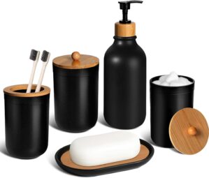 Black Bathroom Accessories Set 5 Pc...