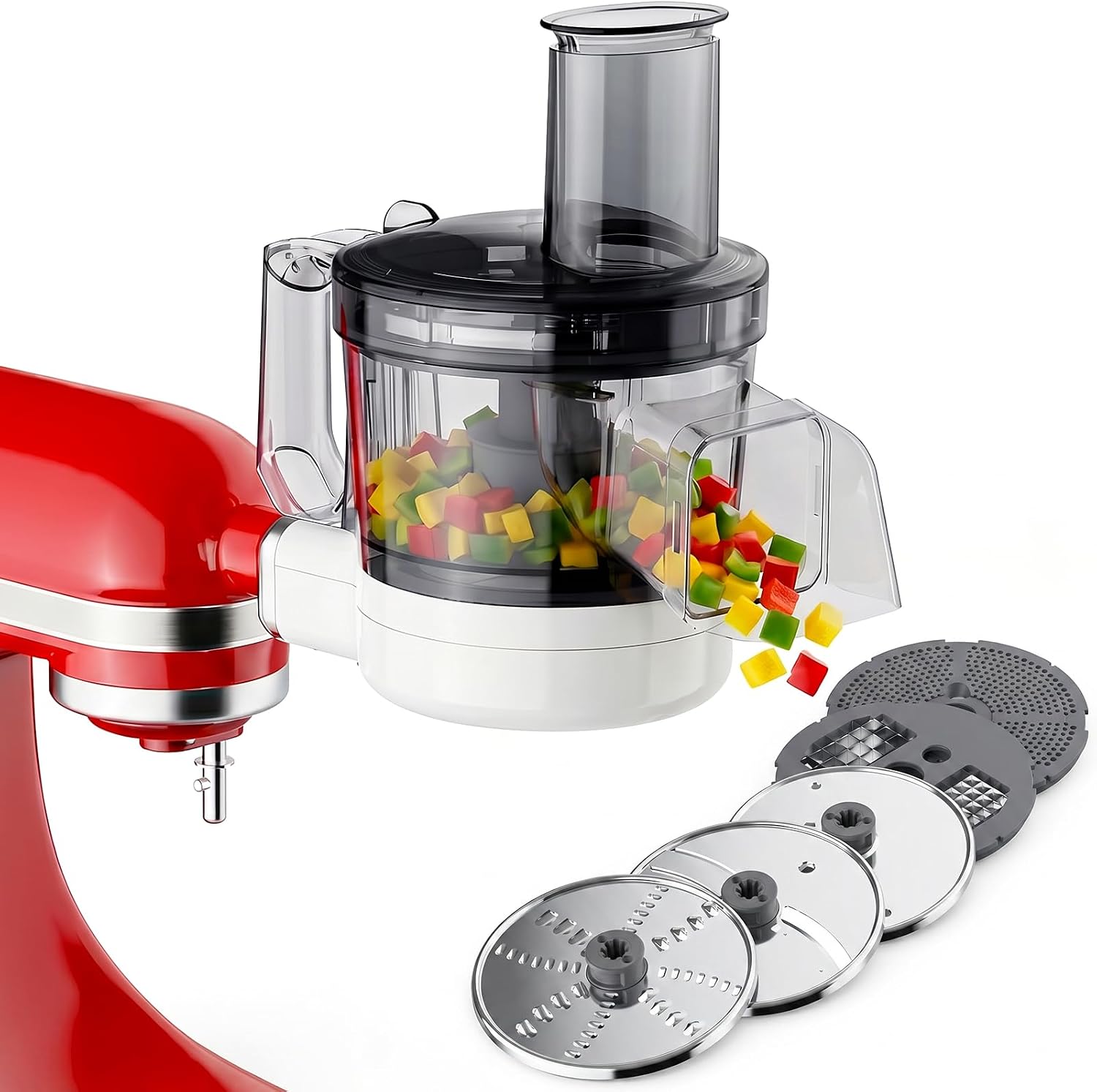 Food Processor for KitchenAid, 5-in-1 Vegetable Food Chopper for KitchenAid, Including Dicing, Shredding, Sauce Grinding, Julienne and Slicing Discs with Storage Case