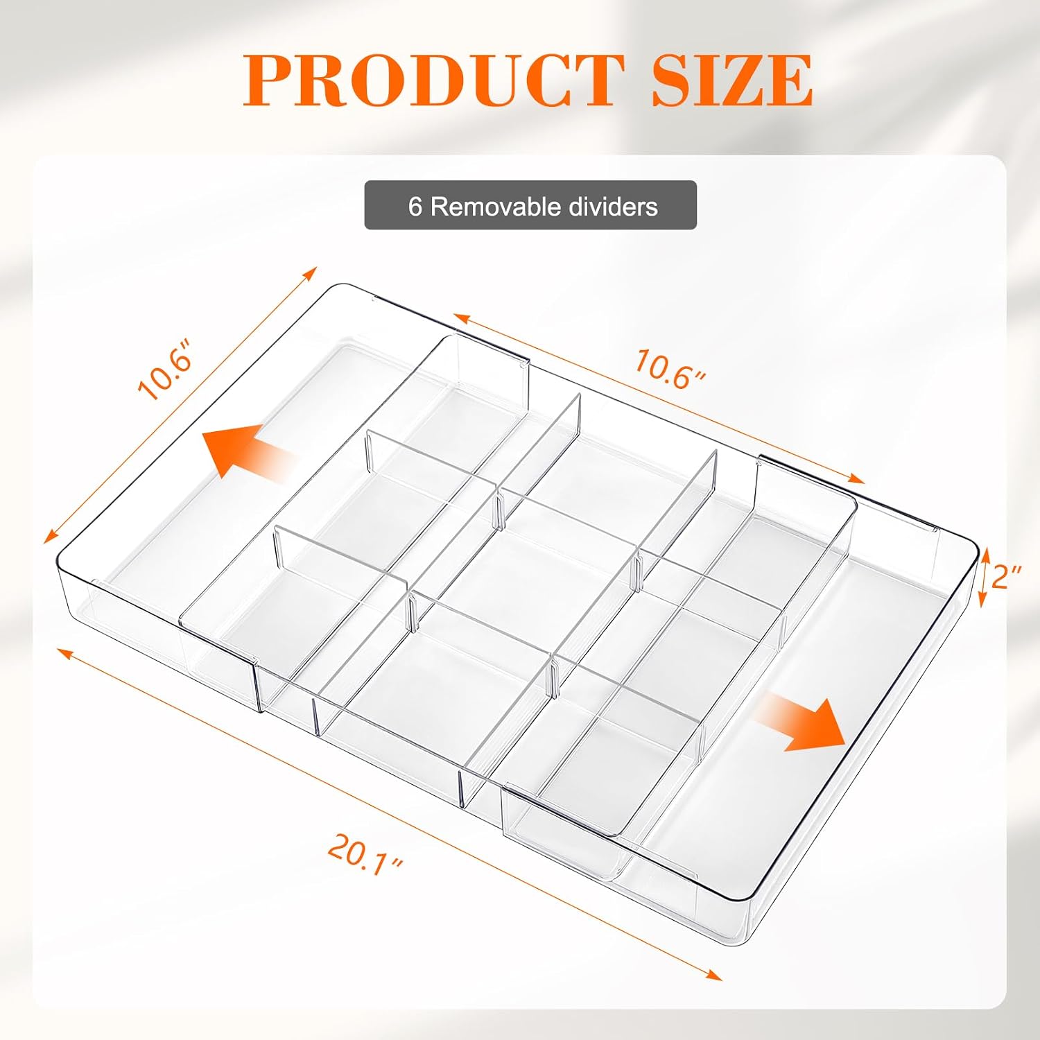 Briwooody 1 Pcs Large Expandable Acrylic Drawer Organizers, Grid Adjustable Drawer, Dividers Organizer for Desk, Makeup, Jewelry, Office, Kitchen Supplies (Clear,11 Compartments) - Image 2