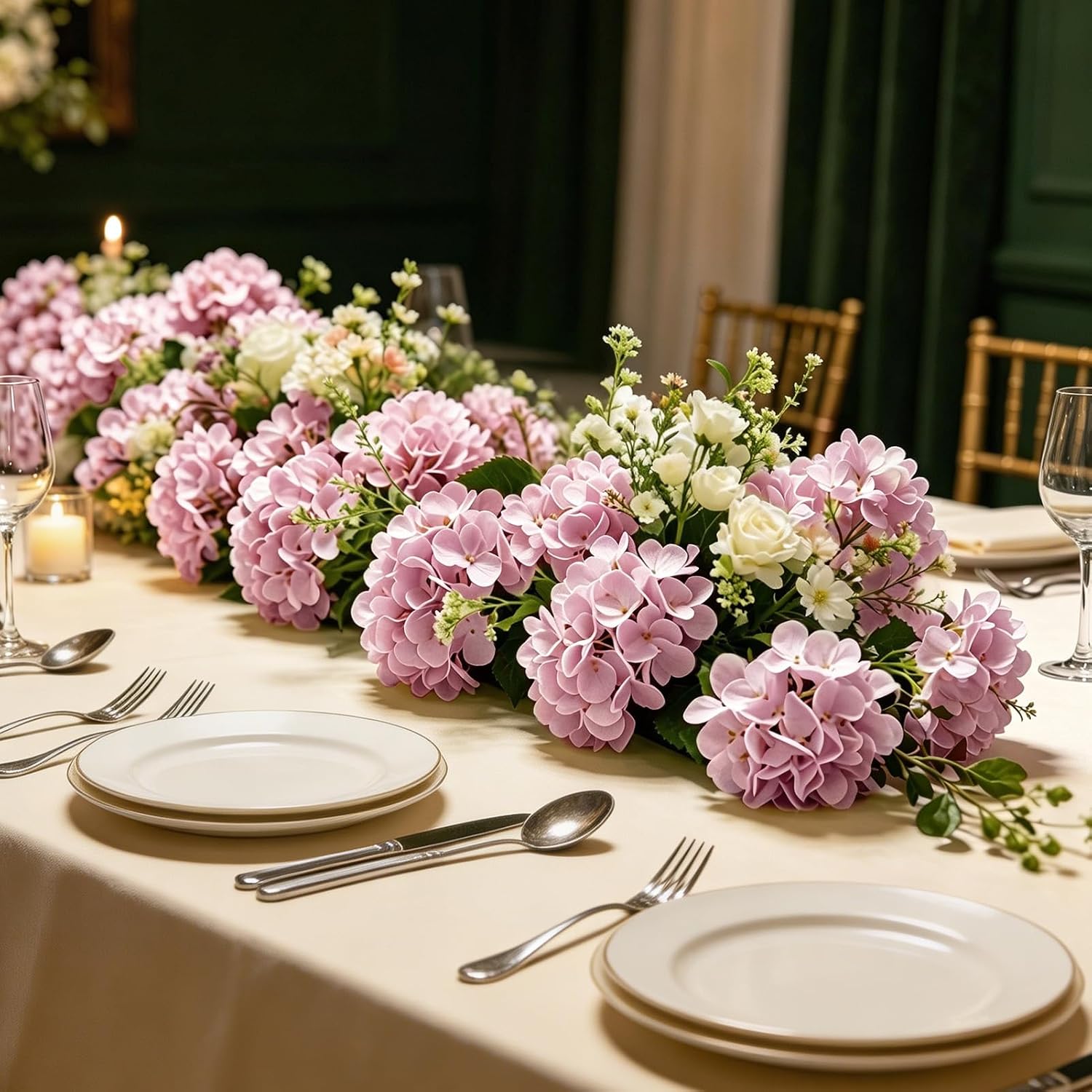 26‘’ Real Touch Pink Silk Hydrangea Artificial Flowers, Large Lifelike Silk Flowers with Long Stems, Faux Plant for Wedding Bouquet Table Centerpieces Party Home Indoor(5PCS Single Flower) - Image 6