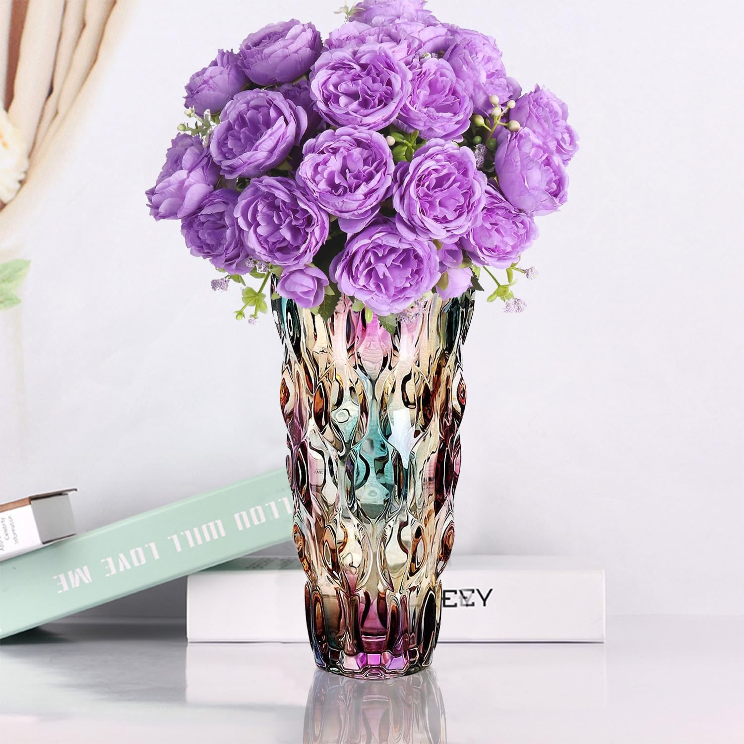CEMABT Glass Vases for Flowers,Thickened 3.4 lb Morden vases for Tables Centerpieces, vase for Home Decor, Crystal,Colorful and Clear Rose Large Vases Christmas Day Gifts(Heavy Duty) - Image 5