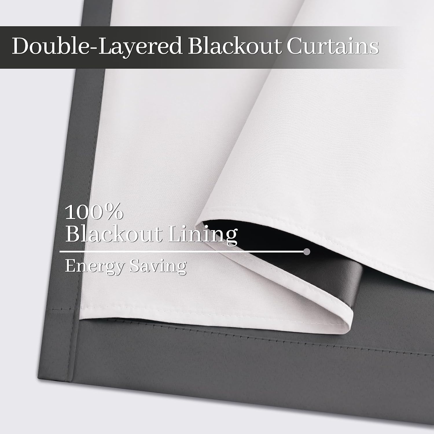Yakamok Room Darkening 100% Blackout Curtains Grommet Window Treatments with 2 Thick Layers-Charcoal Grey Thermal Insulated Drapes Set of 2 Panels for Bedroom Living Room 52 Inches by 84 Inches Length - Image 4