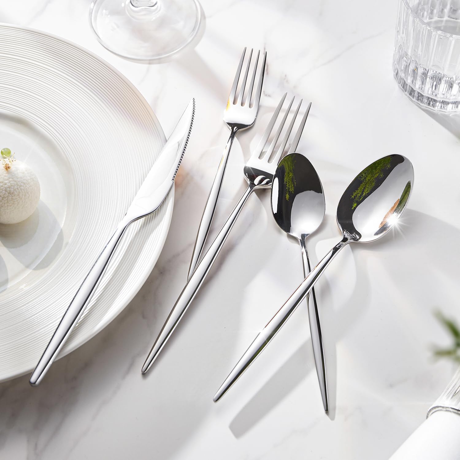 KINGSTONE Silverware Set, 40-Piece Flatware Set Cutlery Set Premium 18/10 Stainless Steel, Tableware Include Forks Knives Spoons for Home Kitchen Restaurant Wedding, Dishwasher Safe - Image 6