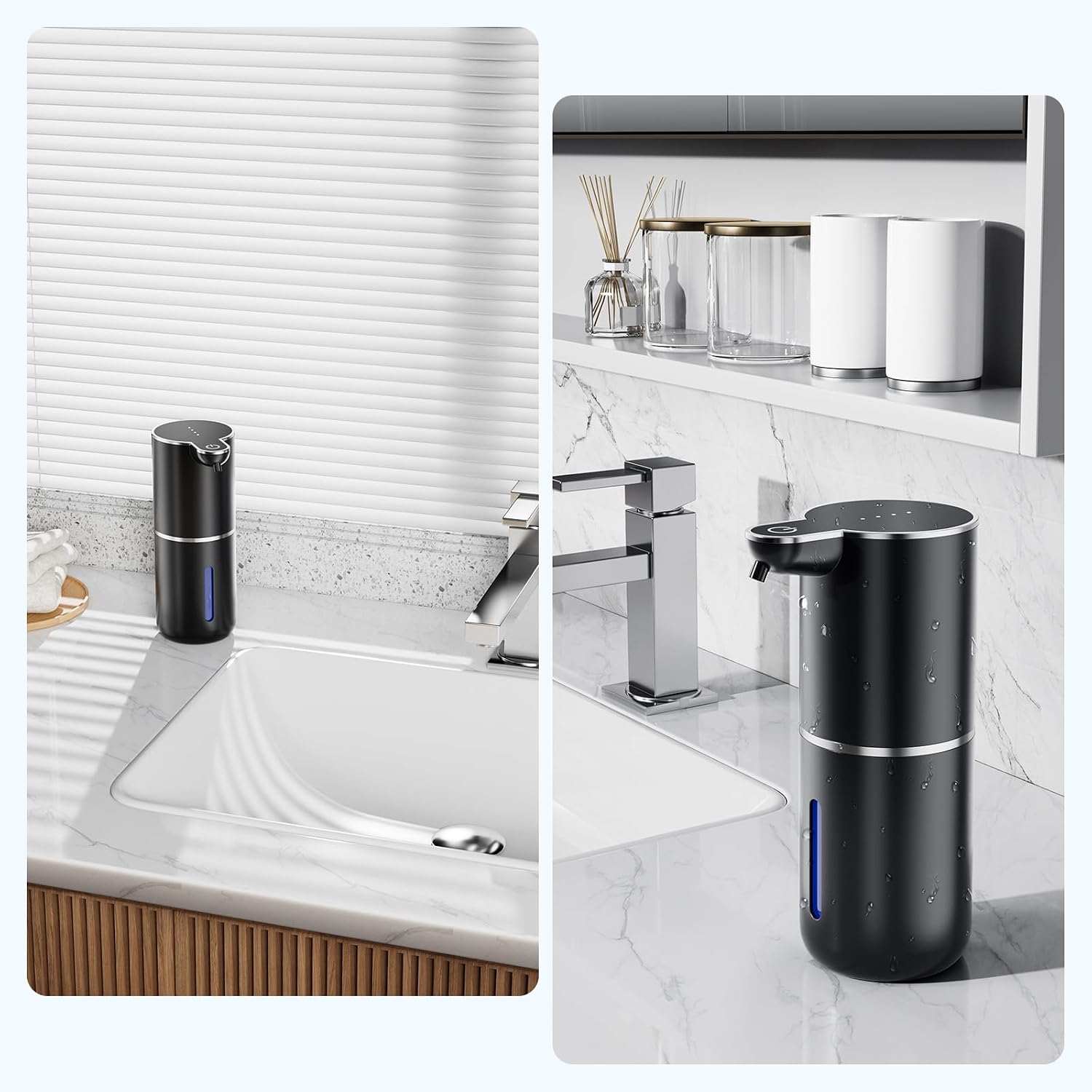 Fantictas Automatic Soap Dispenser Touchless Automatic Foam Soap Dispenser 380ML 4 Adjustable Levels 1200mAh Soap Dispensing Wall Mount for Kitchen and Bathroom,Black - Image 9