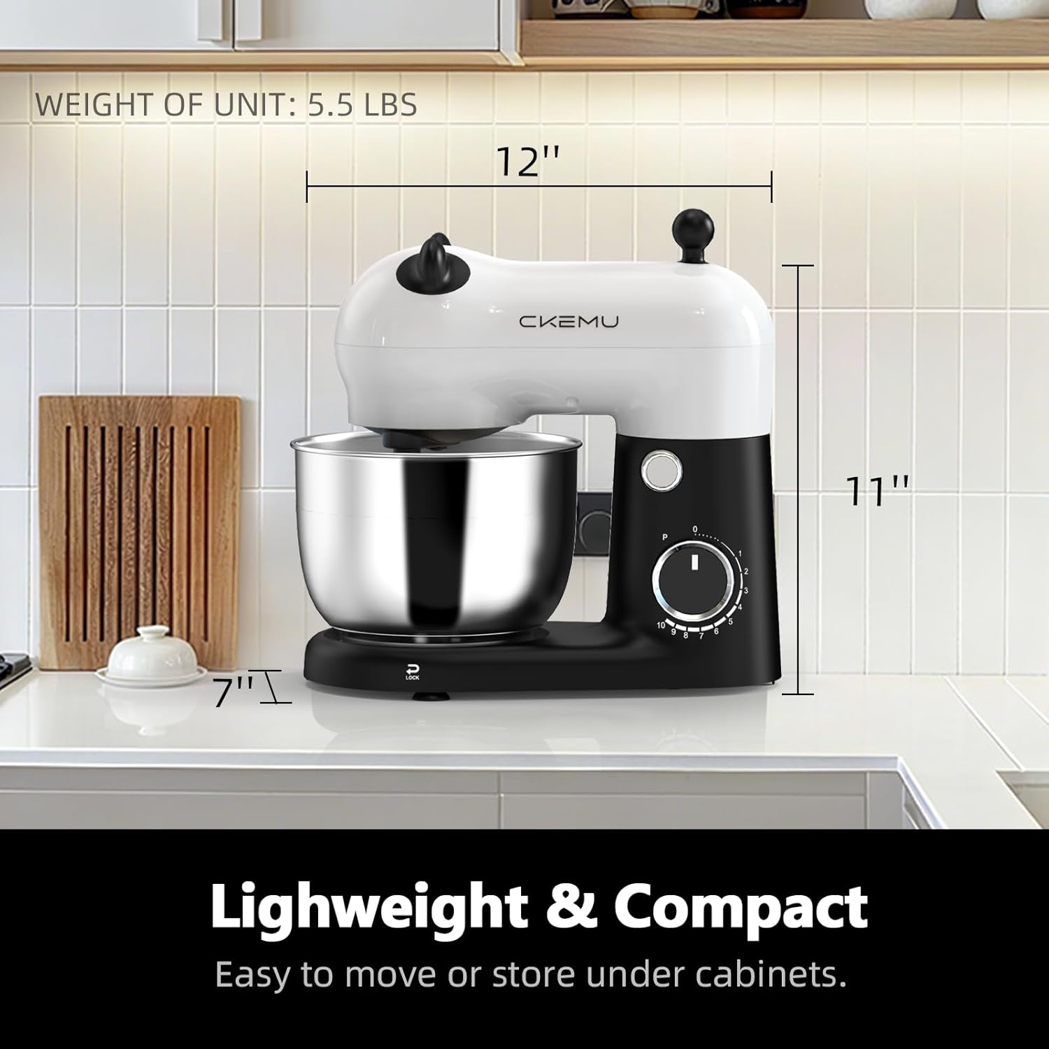 Stand Mixer, Compact & Space-Saving, Stainless Steel Bowl, Unique & Playful Design, Effcient Motor, Dishwasher-Safe Attachments, SM-2549A (Panda) - Image 5