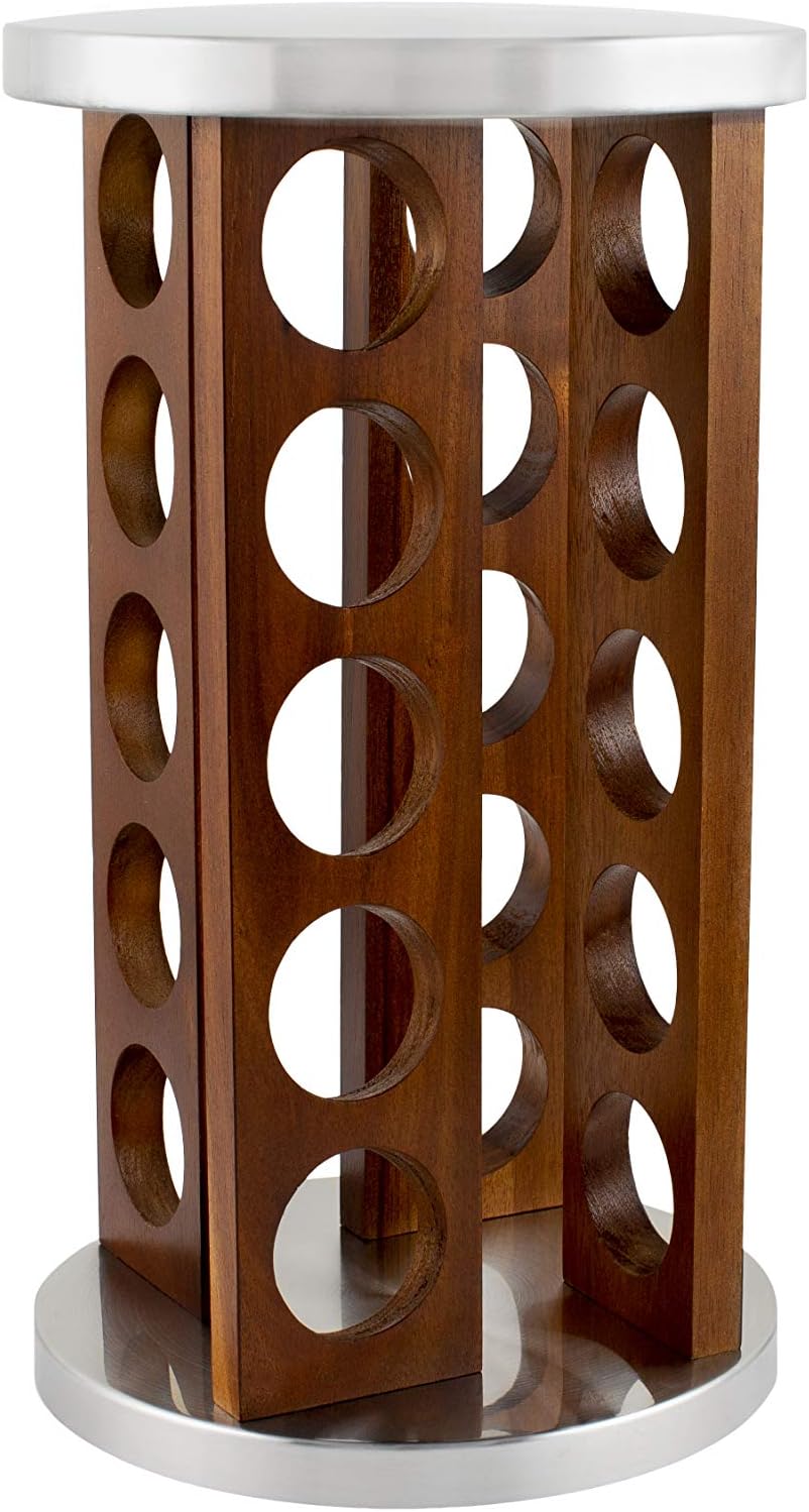 Orii 20 Jar Rotating Dark Acacia Wood Spice Rack with Spices Included & 5-Year Spice Refill Program – Rustic Wood Countertop Spice Rack with Glass Jars - Image 4
