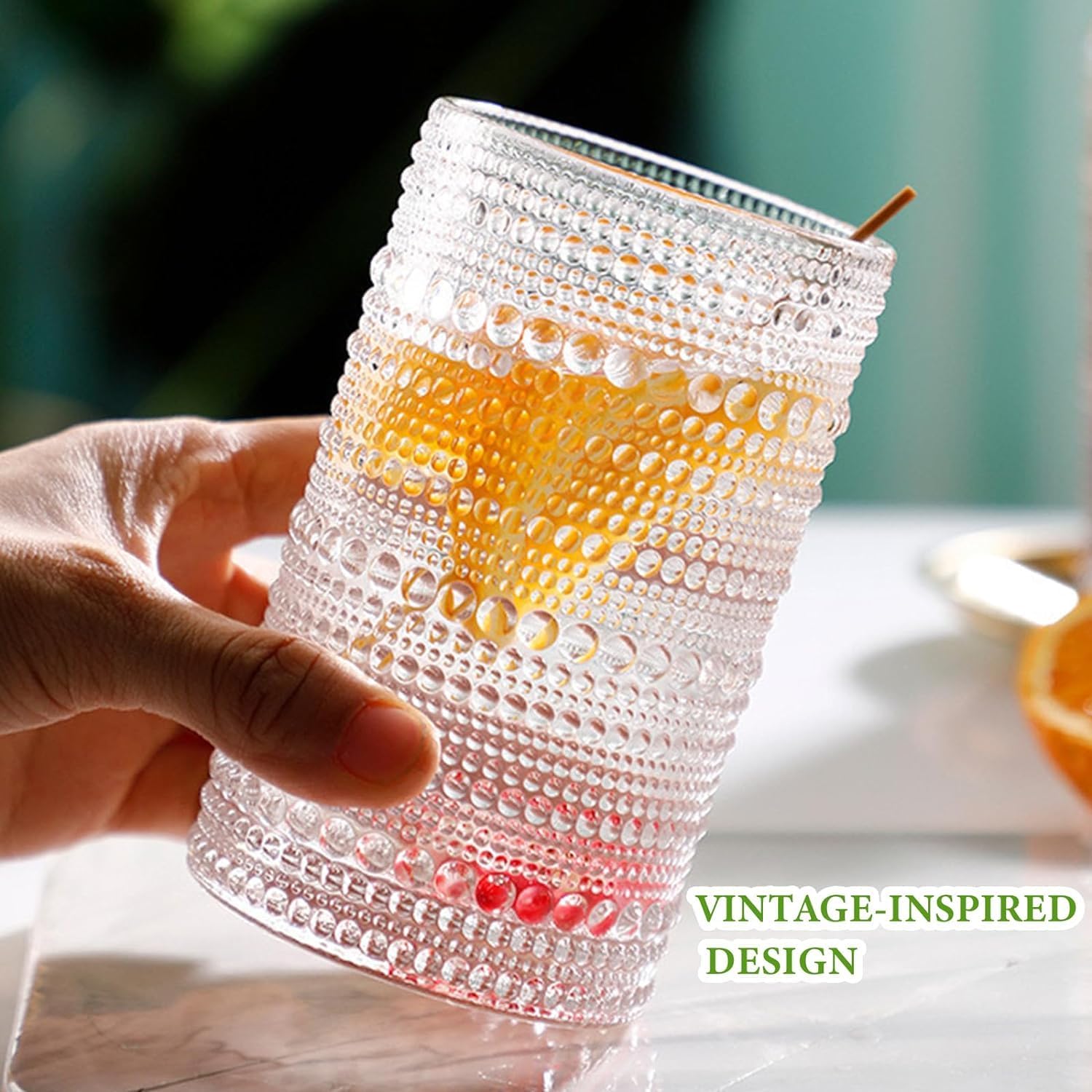 Hlukana Vintage Hobnail Drinking Glasses Set of 8, 12 oz Highball Glasses & 10 oz Cocktail Glasses Set, Kitchen Water Glasses Cup, Bar Tumbler Glassware Set for Beer, Juice, Cocktail, Whiskey, Milk - Image 5