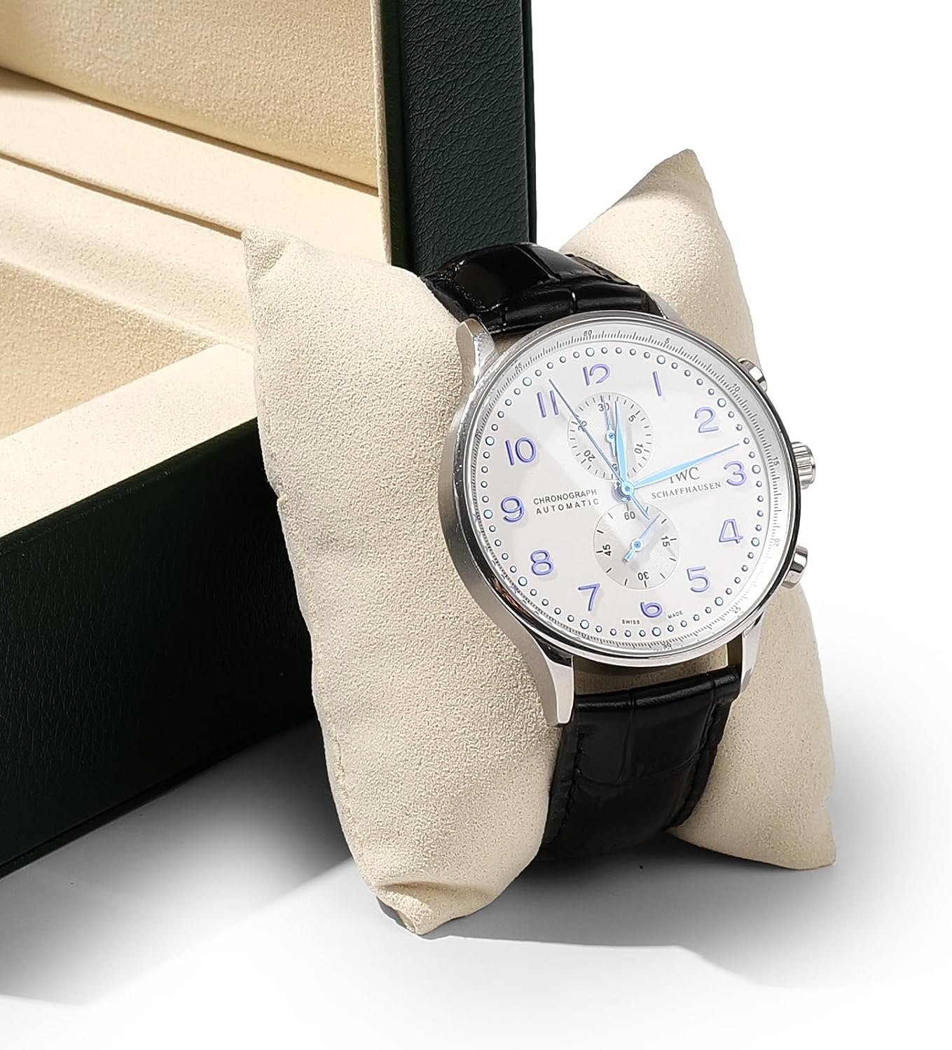 Single Watch Box, PU Leather Luxury Case for Gift & Storage Green | Premium Soft Microfiber Lining, Removable Watch Pillow, Sturdy Hinged Design, For Travel, Fits Most Standard Wristwatches - Image 9