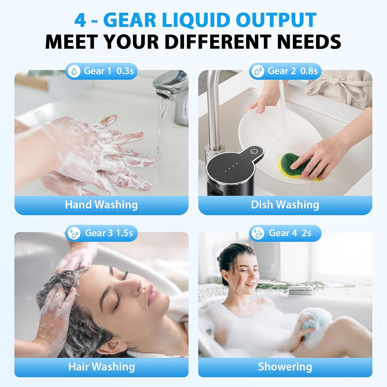 Fantictas Automatic Soap Dispenser Touchless Automatic Foam Soap Dispenser 380ML 4 Adjustable Levels 1200mAh Soap Dispensing Wall Mount for Kitchen and Bathroom,Black - Image 7