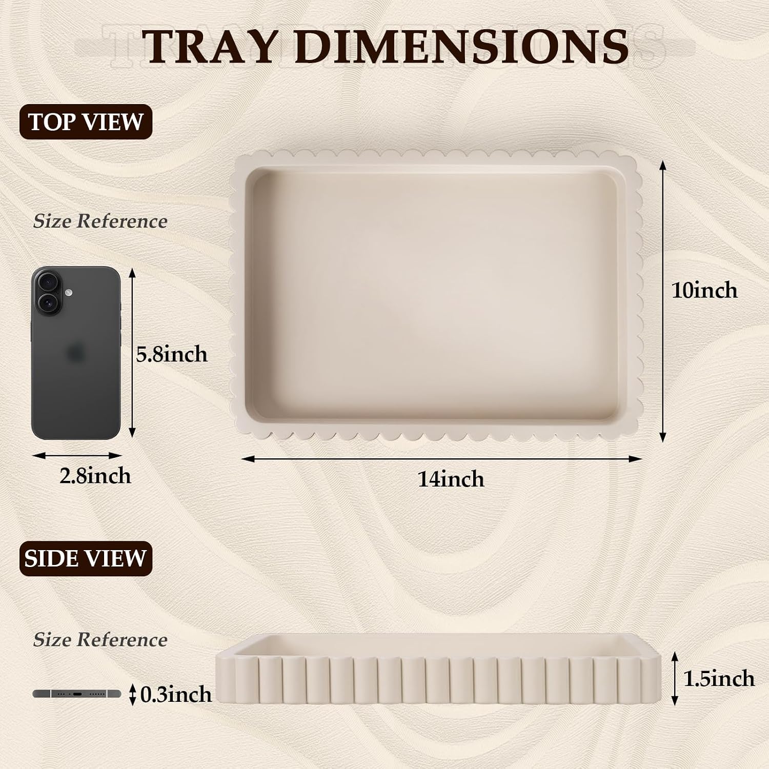 Concrete Decorative Tray for Coffee Table Decor, 14" Coffee Table Tray Ottoman Tray Table Centerpieces, Rectangular Modern Decorative Trays for Home Decor, Living Room, Entry, Gray - Image 4