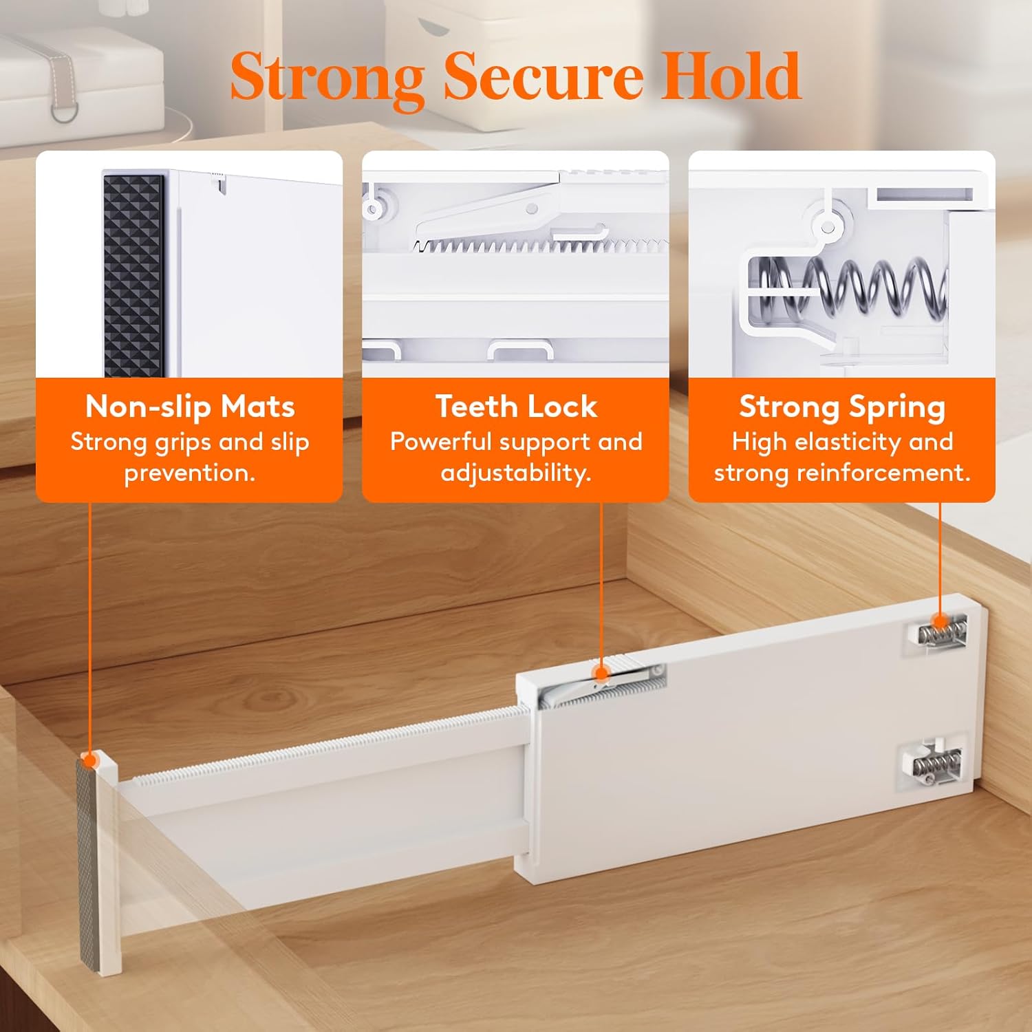 Lifewit 8 Pack 4" High Drawer Dividers 34-56cm/13.5-22" Adjustable Drawer Organizer for Clothes/Utensils, Expandable Drawer Separator in Dresser/Kitchen/Bedroom/Office Organization & Storage White - Image 5