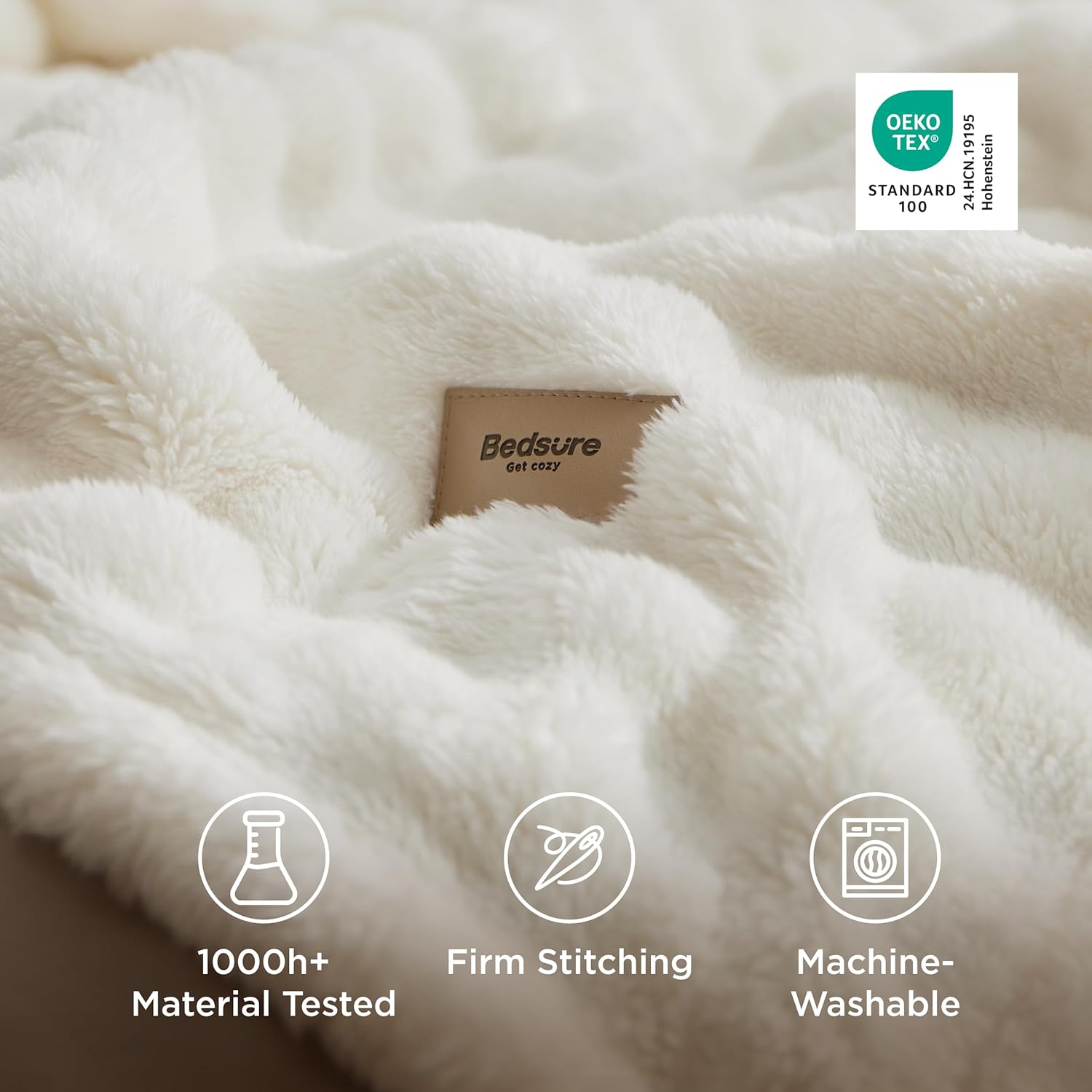 Bedsure 3D Fleece Bubble Blanket for Couch - GentleSoft Cute White Throw Blanket for Sofa Bed Room Decor - Luxury Soft Cozy Cloud Blanket Mothers Gifts for Women, Lightweight, Off White, 50"×60" - Image 5