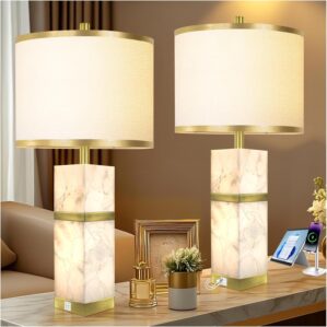 Natural Alabaster Table Lamps Set o...