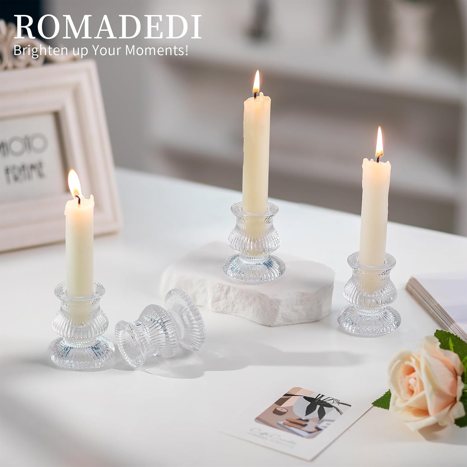 Romadedi Glass Candle Holder for Candlestick - 20 Pcs Clear Small Tapered Candle Holder Decor Bulk Wedding Table Centerpiece for Candle Sticks Christmas Party Living Room Dinner Advent - Image 2