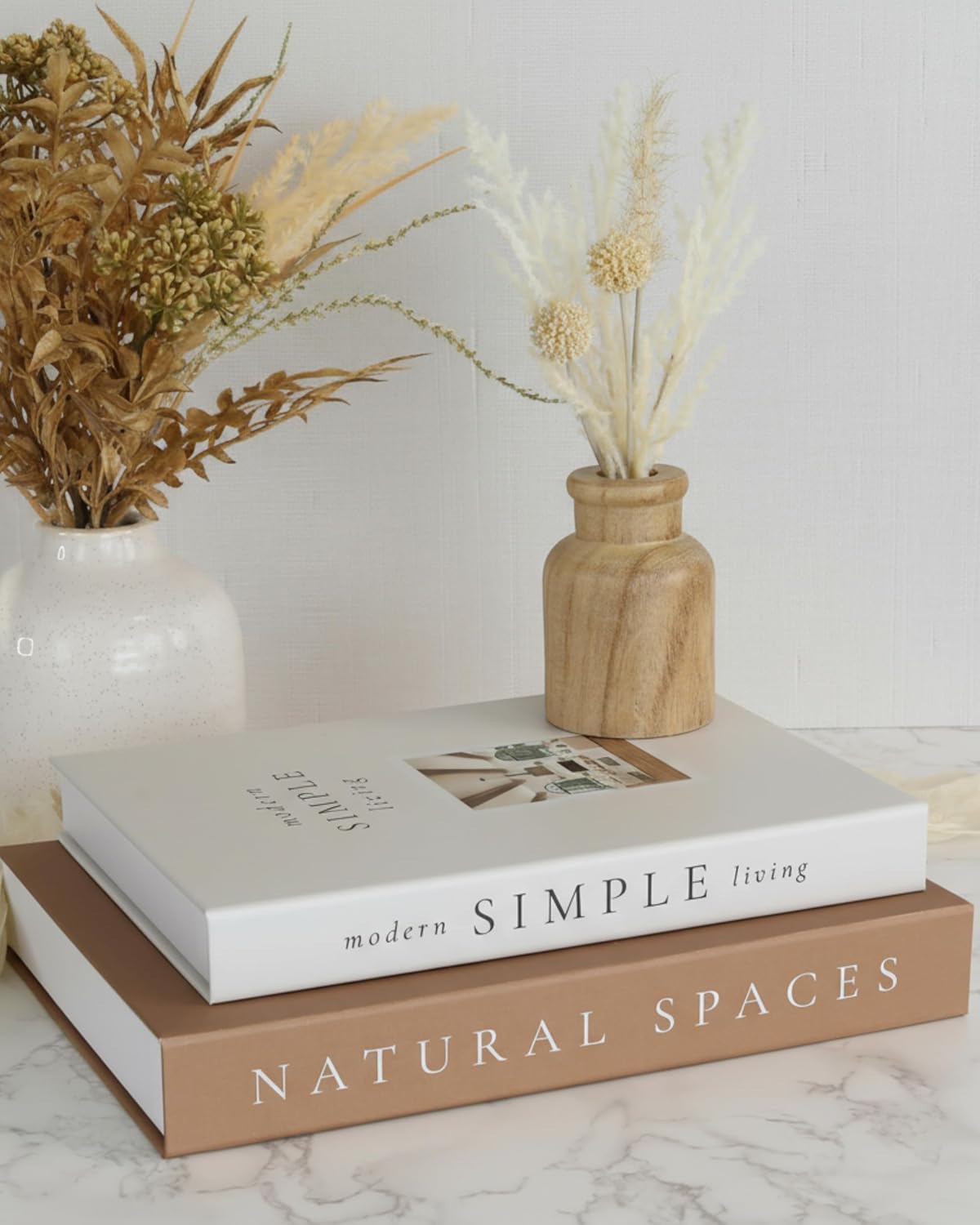 Beautiful Decorative Books - Set of 2 Boxes Enhance Your Coffee Table, Bookshelf or Mantel Shelf Decor - Aesthetic Fake/Faux Books for Modern Home Decoration, Photo Storage and as a Keepsake Box - Image 8