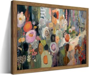 Framed Vintage Colorful Flower Canv...