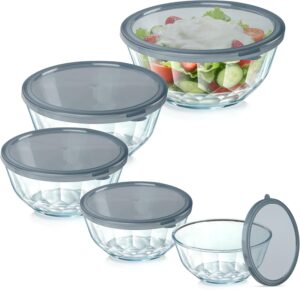 ENVTEK Thick Glass Mixing Bowls wit...