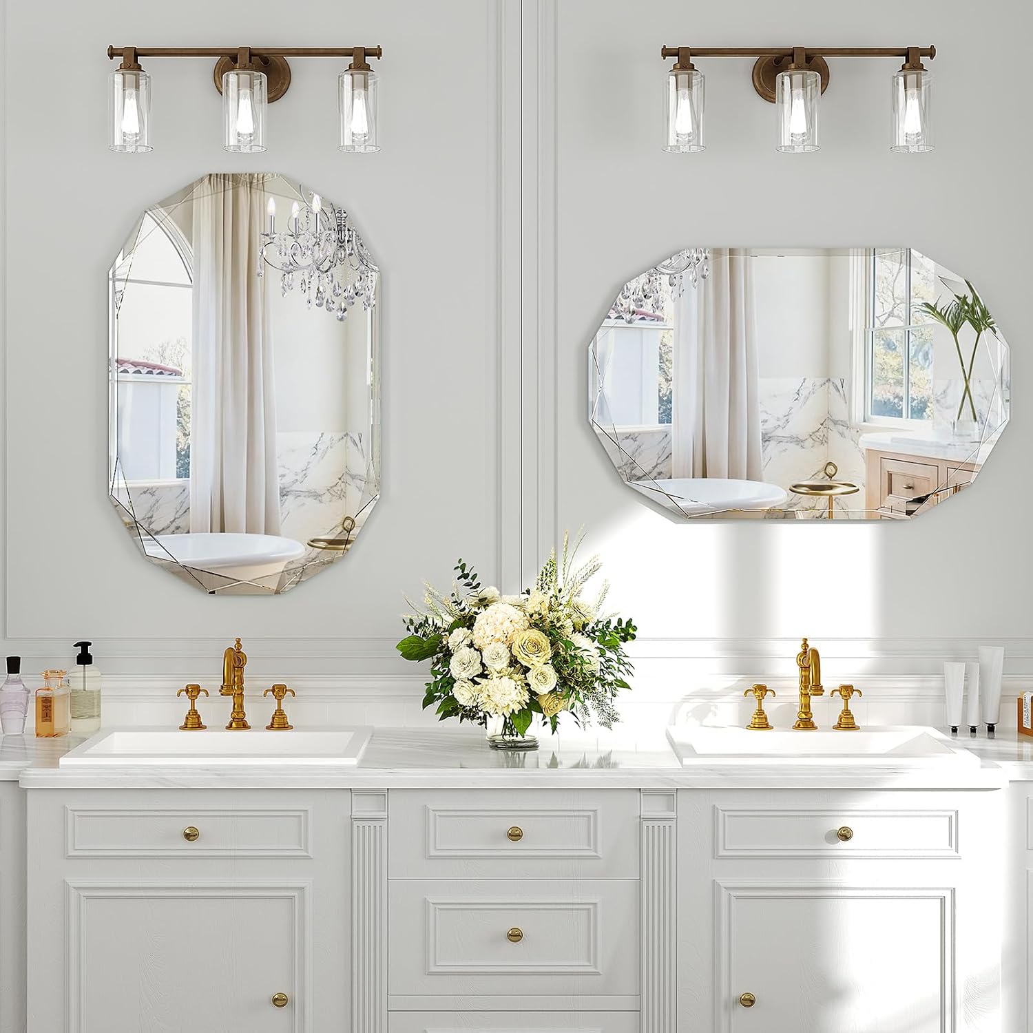 Krymnar 30x22 Inch Beveled Oval Bathroom Mirror, Frameless Copper-Free Silver Mirror, Modern Vanity Mirror, Decorative Wall Mirrors Over Sink for Restroom, Bedroom, Living Room, Bathroom, Entryway - Image 5