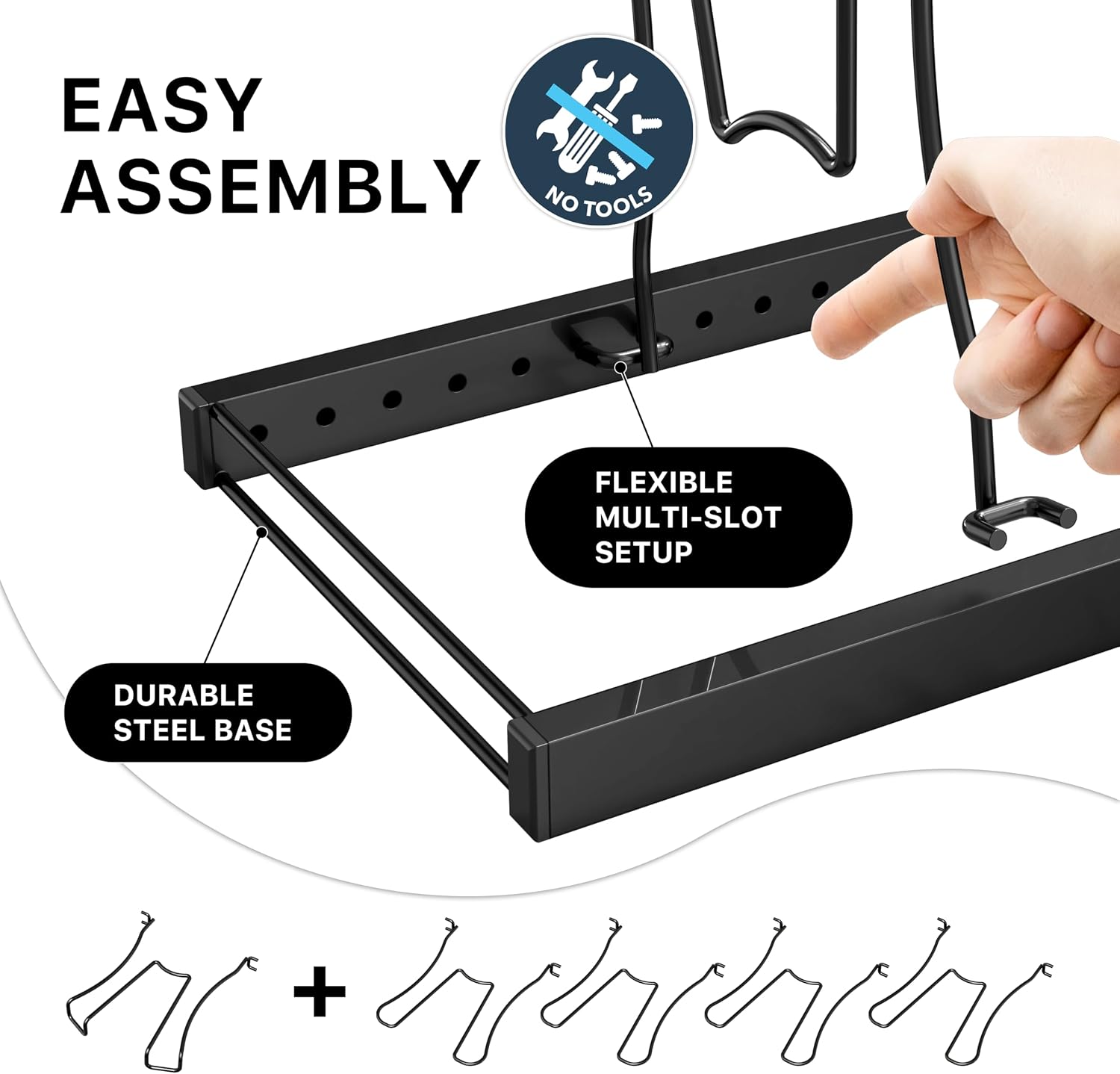 SIMPLE HOUSEWARE 5 Compartments Height Adjustable Pan Organizer, Black - Image 4