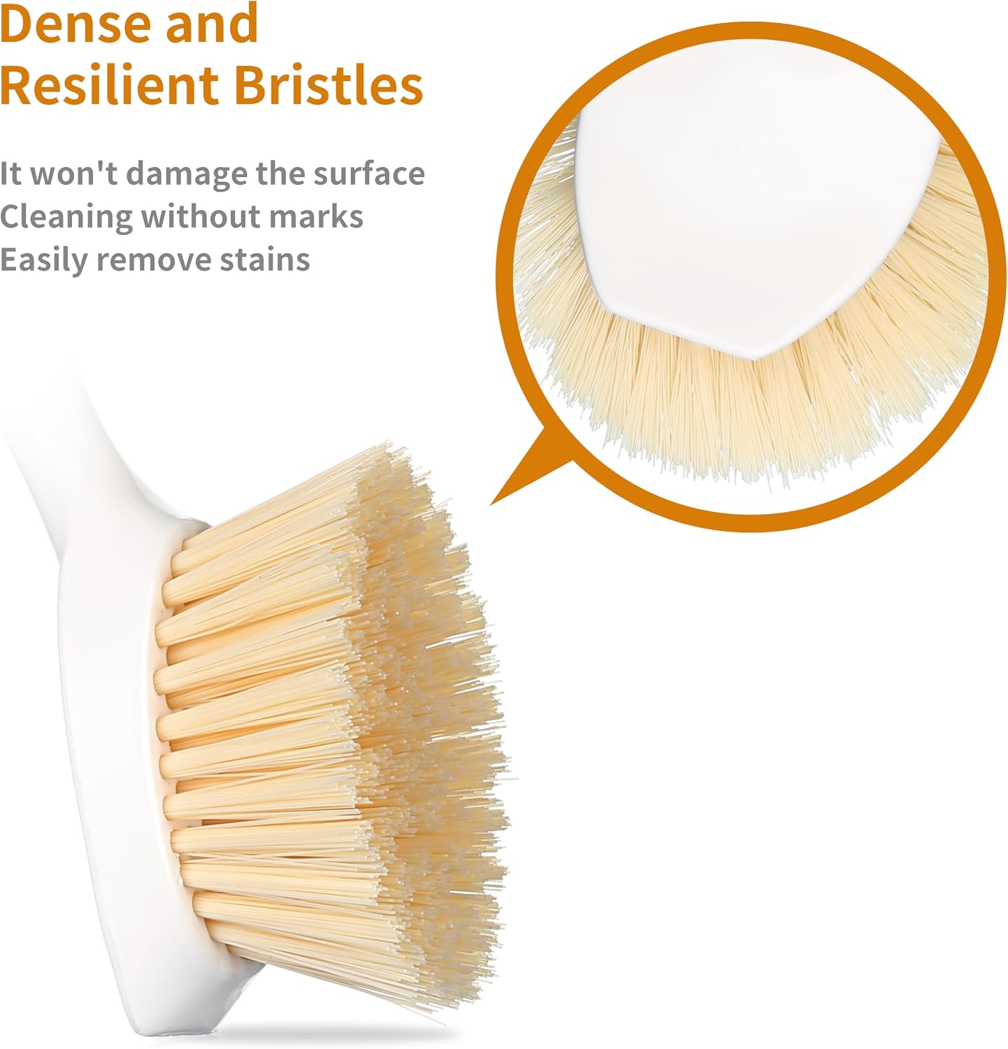 2 Pack Kitchen Dish Brush Bamboo Handle Dish Scrubber Built-in Scraper, Scrub Brush for Pans, Pots, Kitchen Sink Cleaning, Dishwashing and Cleaning Brushes are Perfect Cleaning Tools, White - Image 3