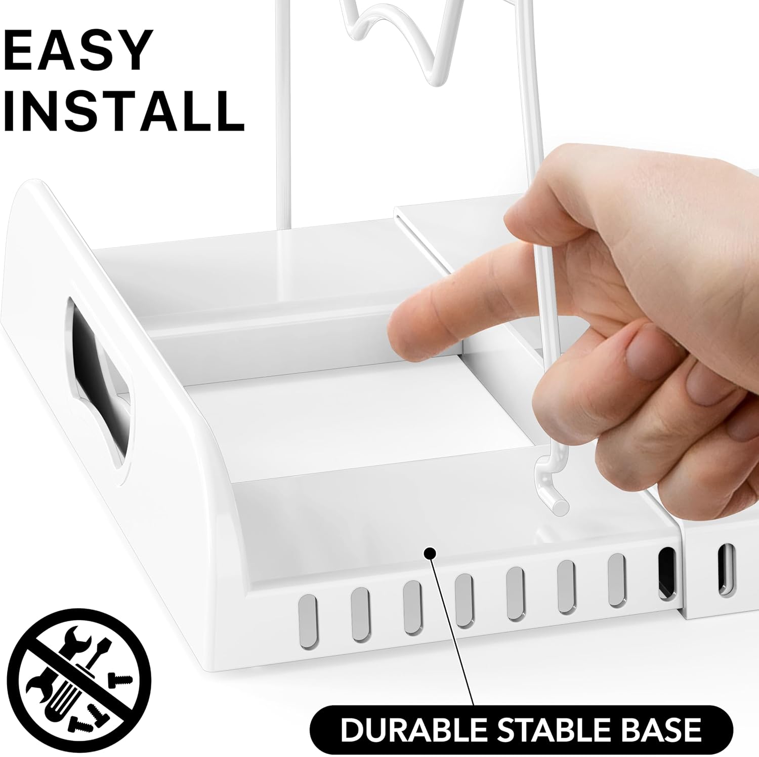 Simple Houseware Expandable Pan Organizer Rack, 10 Adjustable Compartments, White - Kitchen Cabinet Organizer for Pots, Pans, Lids & Bakeware - Pantry & Countertop Storage - Image 5