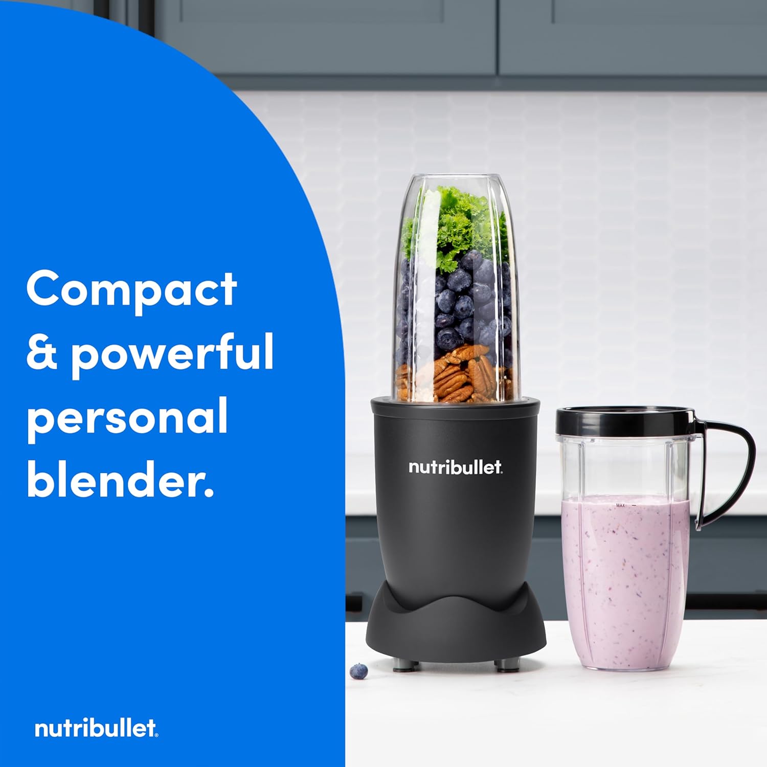 nutribullet Pro Personal Blender, Shakes, Smoothies, Food Prep, and Frozen Blending, 32 Ounce Cup, 24 Ounce Cup, Flip-top Travel Lid, 900 Watt, Matte Black, NB9-0901AK - Image 2