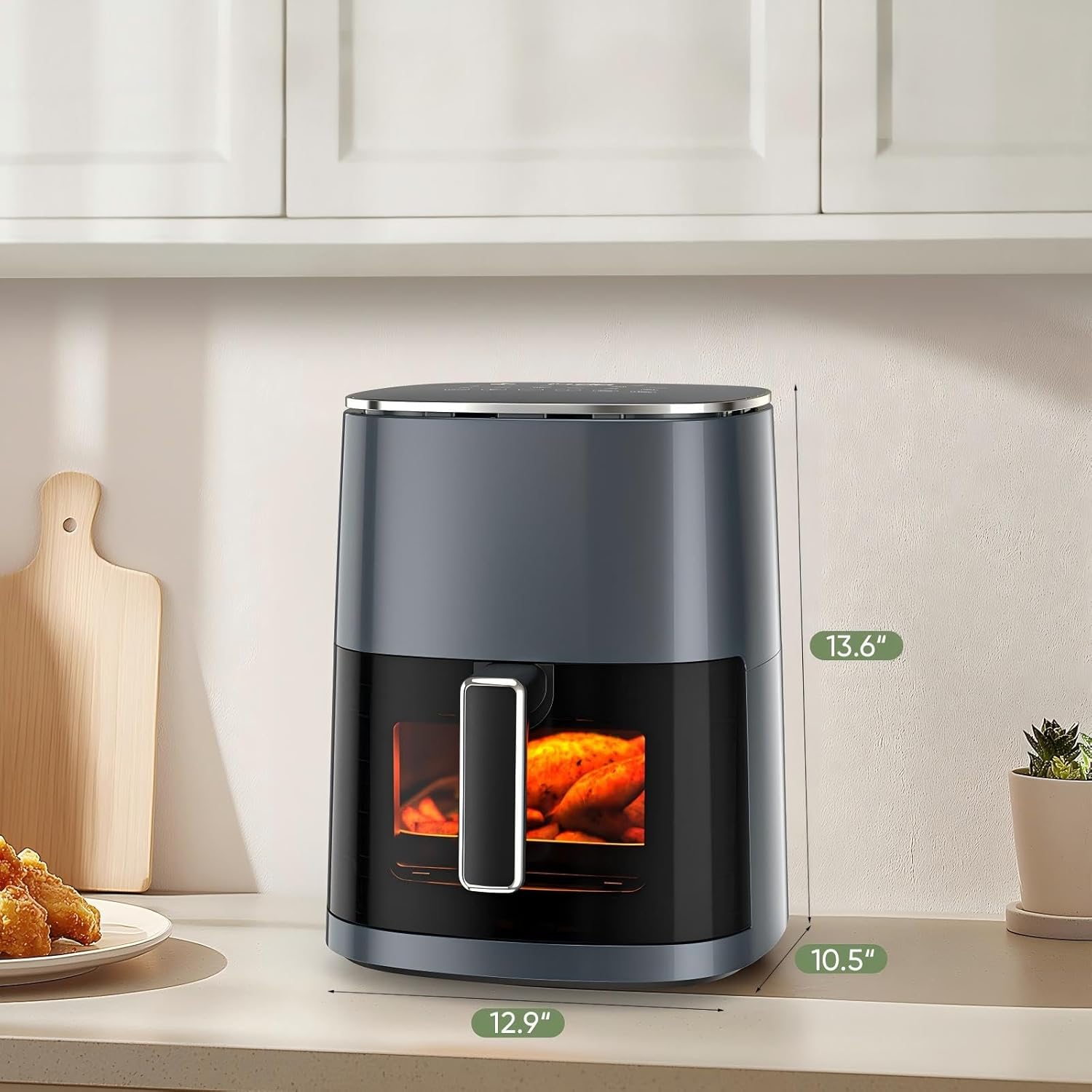 Air Fryer, 6QT Square Airfryer with Visual Window, 400°F Fast Heating Air Fryers Oven with Timer, Auto-Off, Non Toxic & Non Stick, Multiple 12 Modes for Roast, Bake, Dehydrate, Fry, Reheat - Image 6