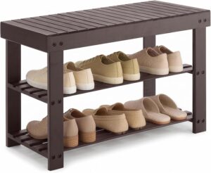 NEWBULIG Shoe Rack Bench, 3-Tier Ba...