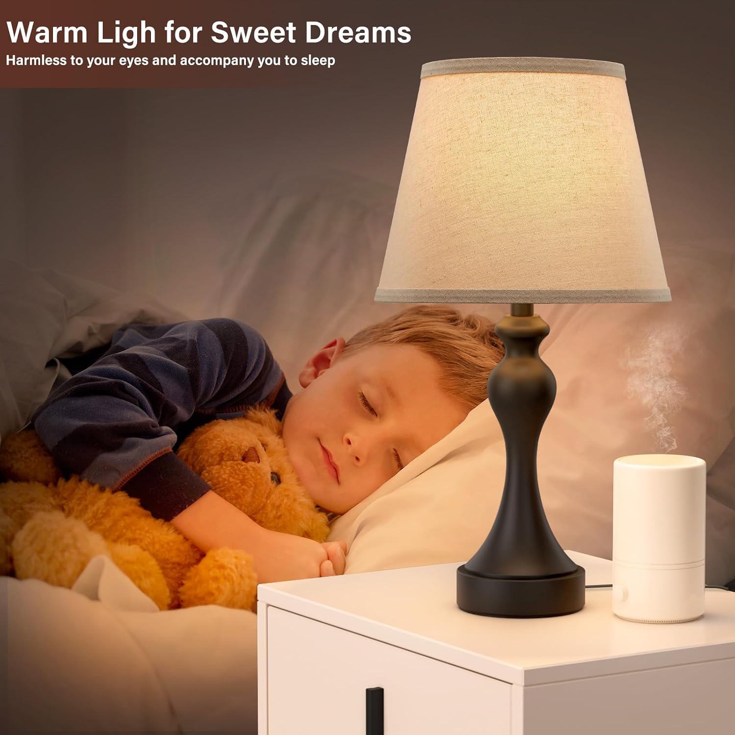 Seealle Touch Lamps for Nightstand - Bedside Lamps Set of 2, 3 Way Dimmable, USB C+A for Bedroom & End Tables (LED Bulbs Included) - Image 6