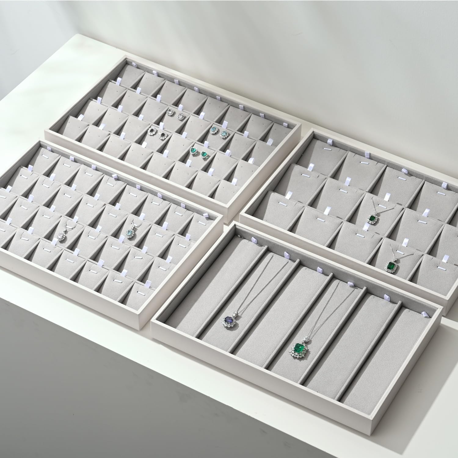 Oirlv Velvet Stackable Jewelry Tray 32 Grids Earrings Organizer Display Showcase Jewelry Storage trays - Image 8