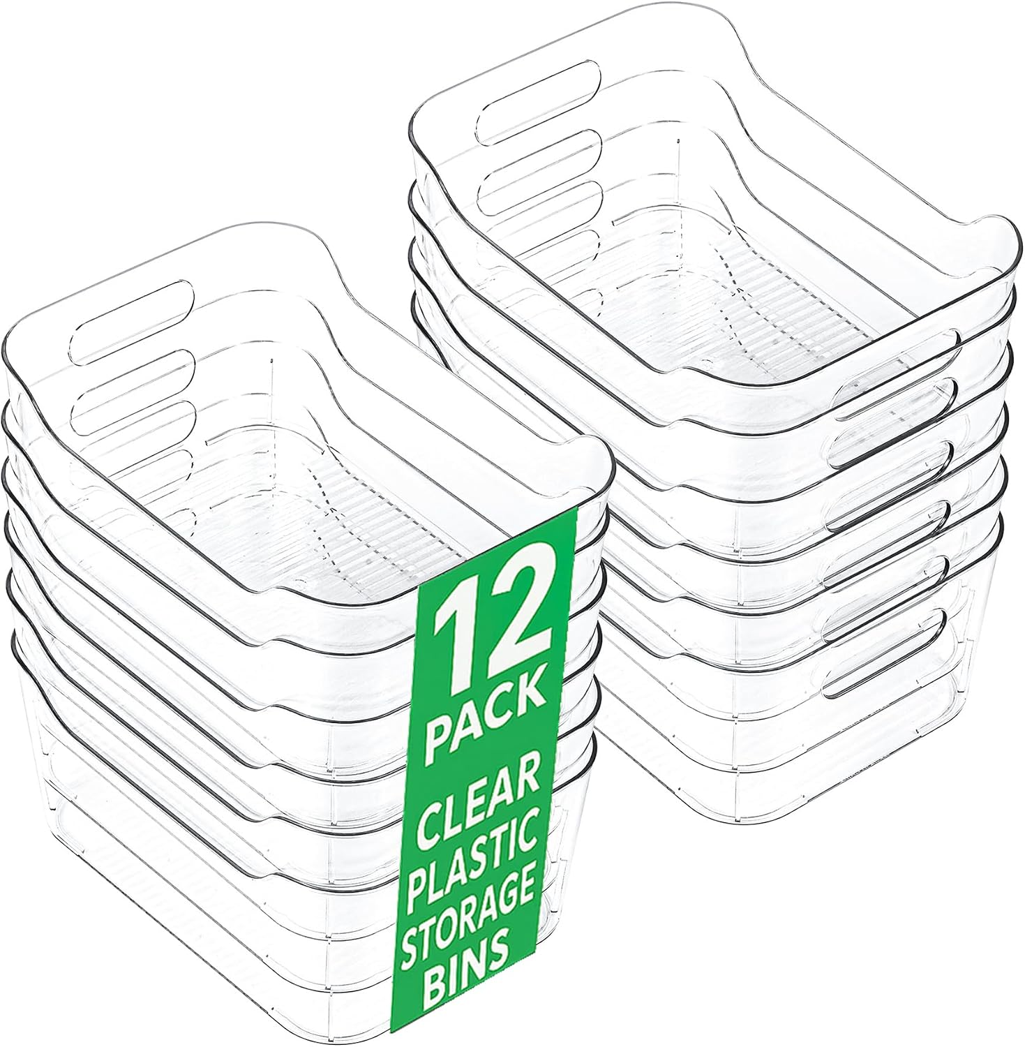CiWiVOKi 12 Pack Clear Plastic Storage Bins, Acrylic Organizer and Containers with Handle for Pantry, Cabinet, Closet, Refrigerator, Freezer, Bathroom, Kitchen Under Sink Storage - Image 9