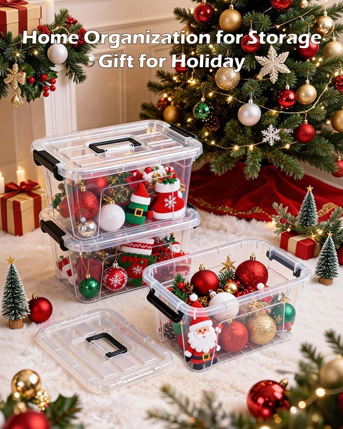 NUMIFUN 7Qt Plastic Storage Bins with Lids,6 Pack | Stackable organizing totes with buckle latches & handles.Dust-proof clear design for home office - Image 2