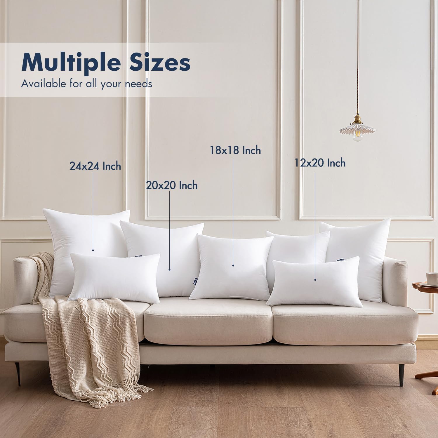 MIULEE Throw Pillows Inserts, Pack of 2 18x18 Inch 100% Virgin Fiber Filling Bed Couch Pillows - Image 8