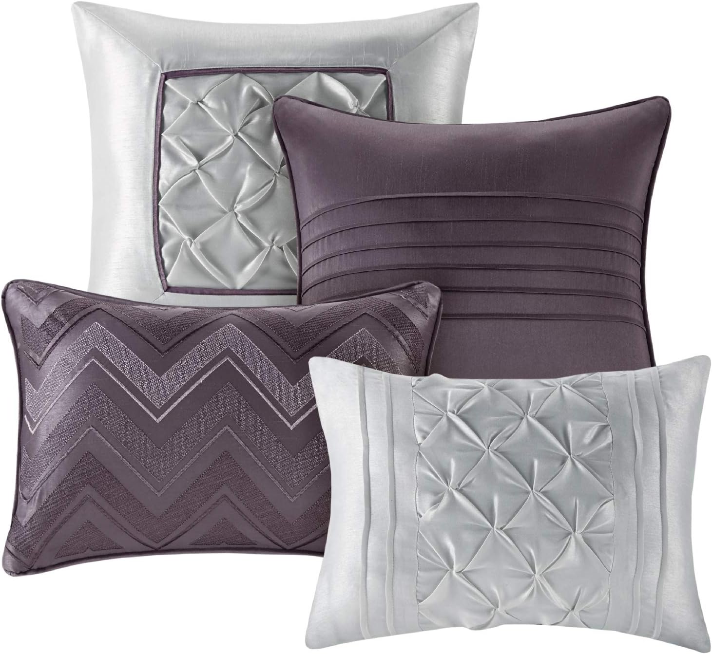 Madison Park Essentials Queen Comforter Set, 24 Piece Bedding With Matching Curtains, Decorative Pillows, Luxe Diamond Tufting , Room in a Bag Joella Collection, Plum Queen - Image 10