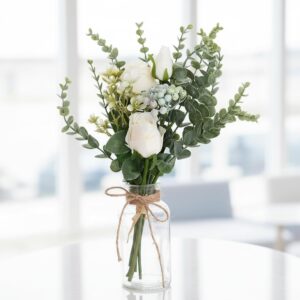 Artificial White Rose Flowers with ...